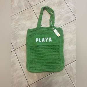 C&C California crochet tote bag playa green beach bag purse